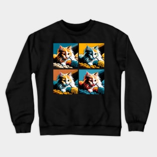 Domestic Long Hair Pop Art - Cute Kitties Crewneck Sweatshirt